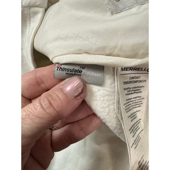 Merrell Jacket Womens Size S White Quilted Hooded Zipper Pockets Full Zip - Picture 8 of 8